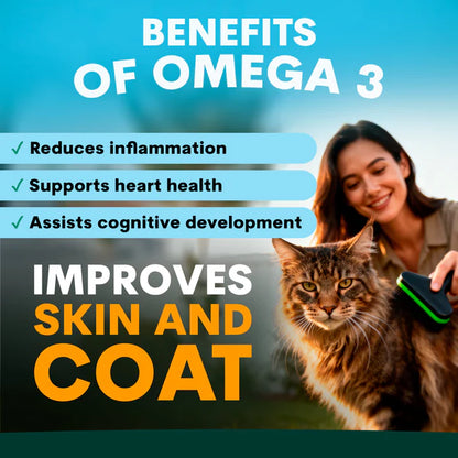 PetzPark Skin + Coat omega-3 benefits infographic