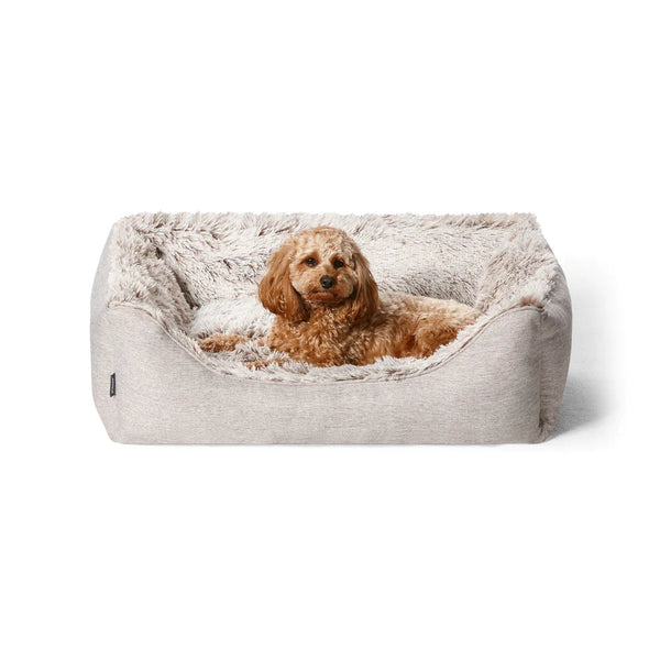 Snooza Calming Deep Sleeper dog bed in mink, bolster walls running right around the base