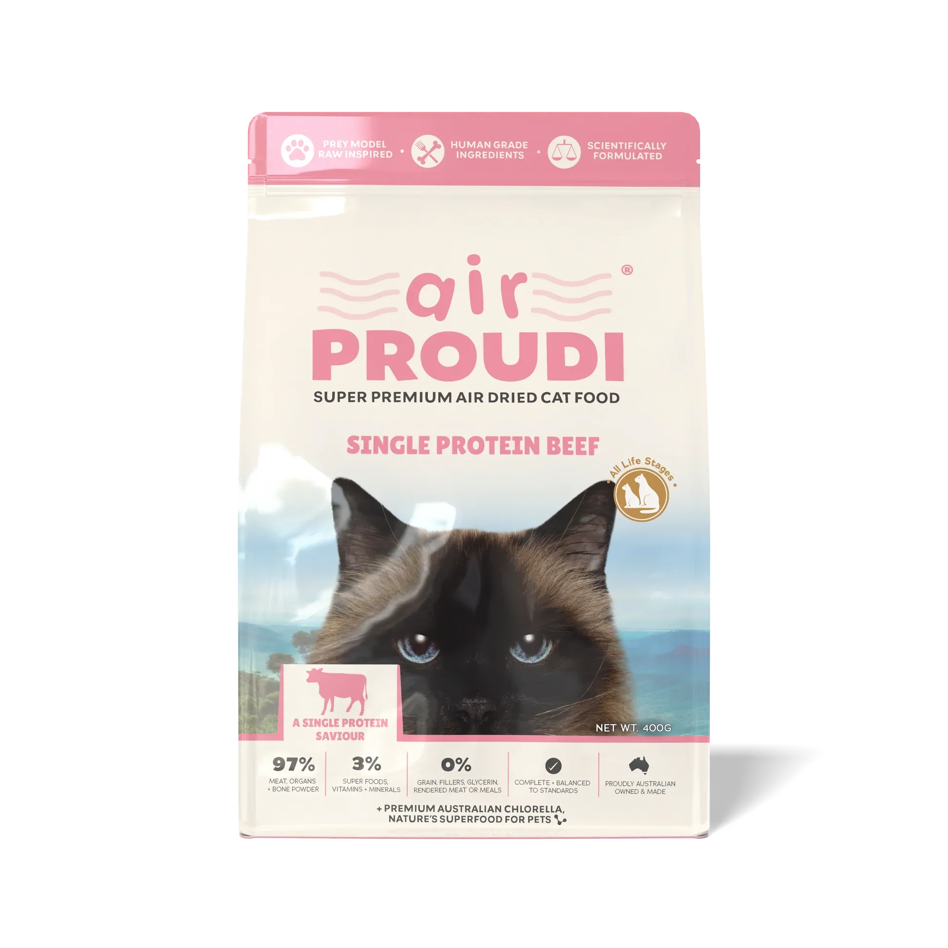 Proudi - Air Dried Cat Food Single Protein Beef Super Premium High-Protein Diet