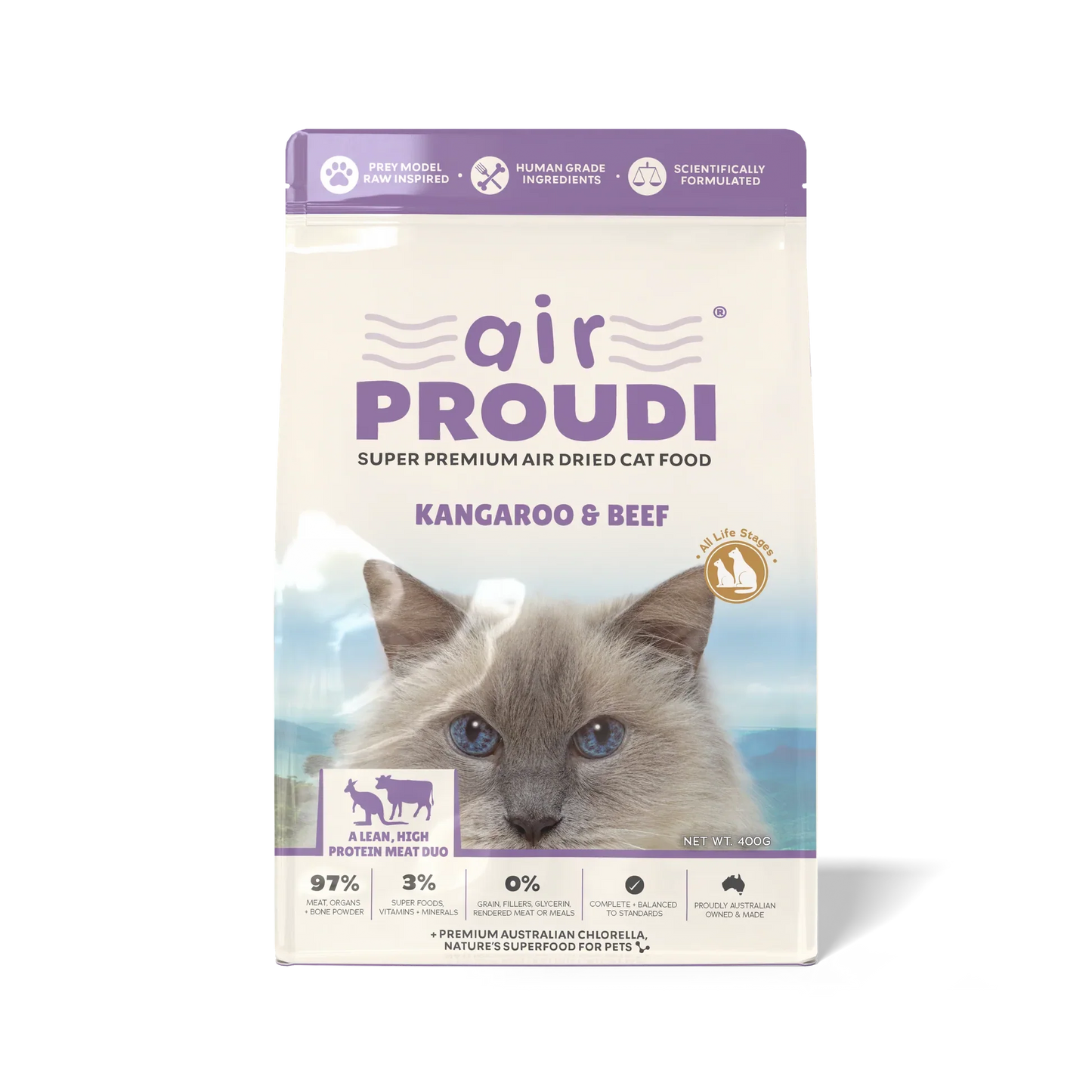 Proudi - Air Dried Cat Food Kangaroo & Beef Super Premium High Protein Diet
