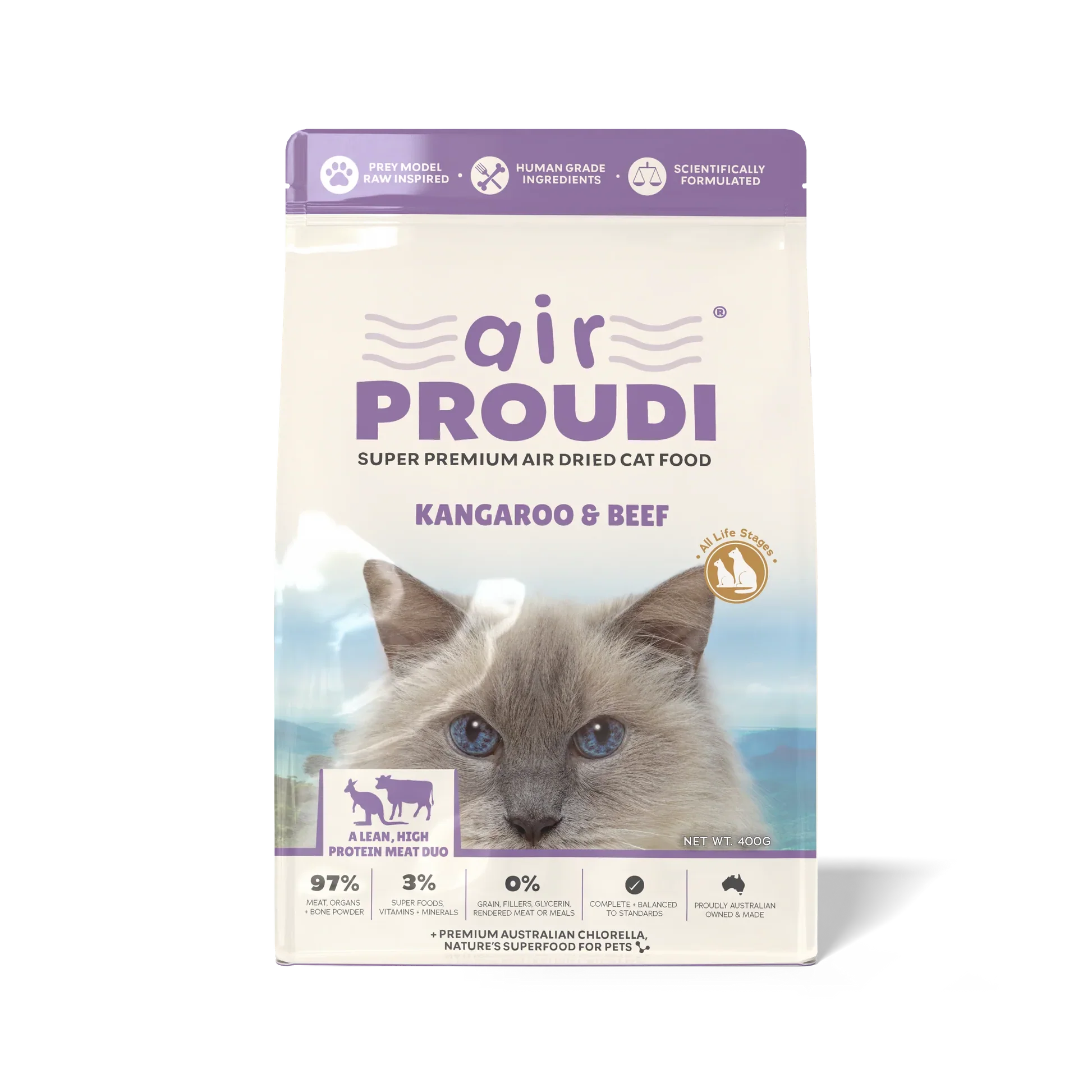 Proudi - Air Dried Cat Food Kangaroo & Beef Super Premium High Protein Diet