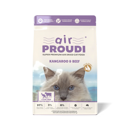 Proudi - Air Dried Cat Food Kangaroo & Beef Super Premium High Protein Diet