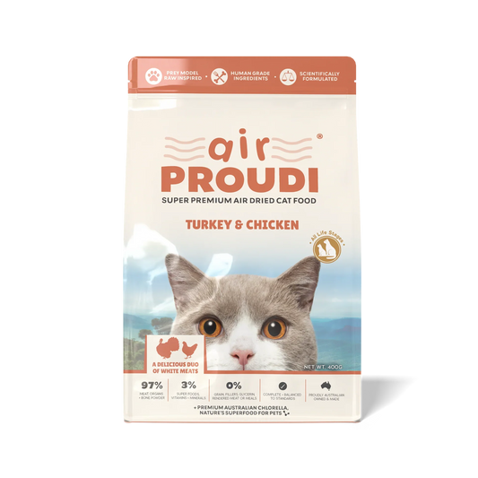 Proudi - Air Dried Cat Food Turkey & Chicken Super Premium High Protein Diet