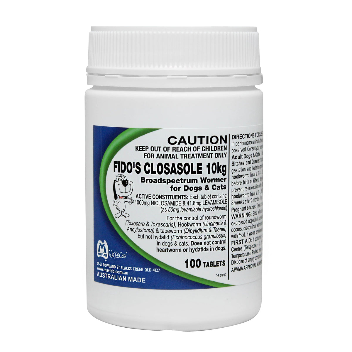 Fido's Closasole wormer tablets packaging