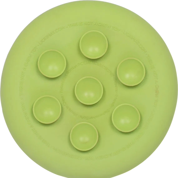 LickiMat UFO in green close-up of suction cups