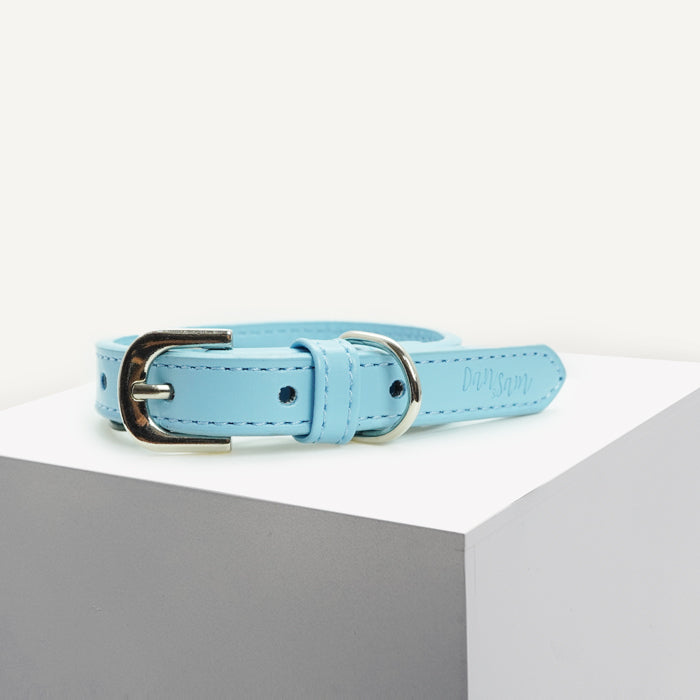 Dan & Sam Blue Vegan Leather dog collar