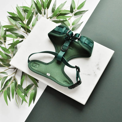 Cocopup London – LUXE Adjustable Neck Harness – Forest Green Velvet