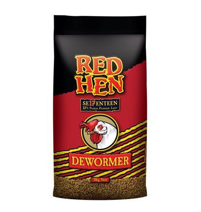 Front of the Laucke Red Hen Dewormer pack for backyard chickens