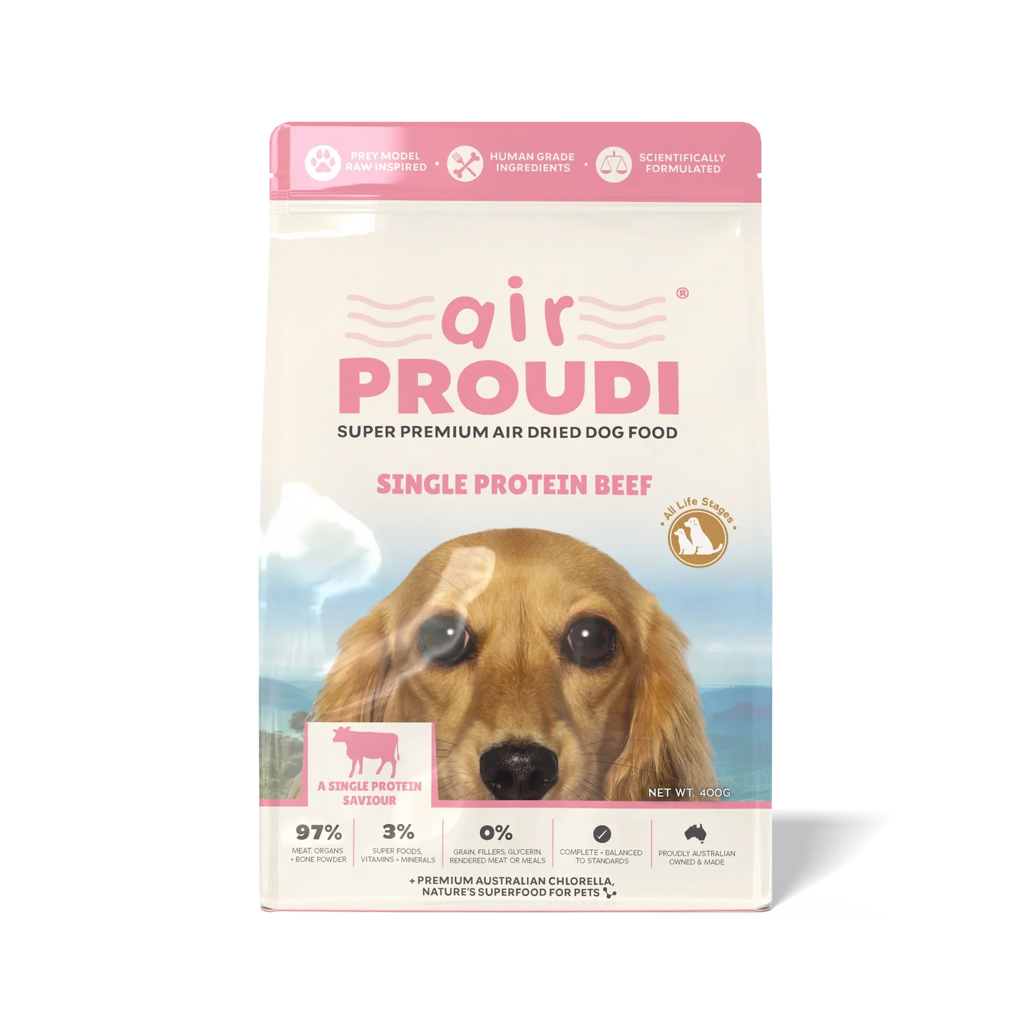 Proudi - Air Dried Dog Food Single Protein Beef Super Premium Complete Meal