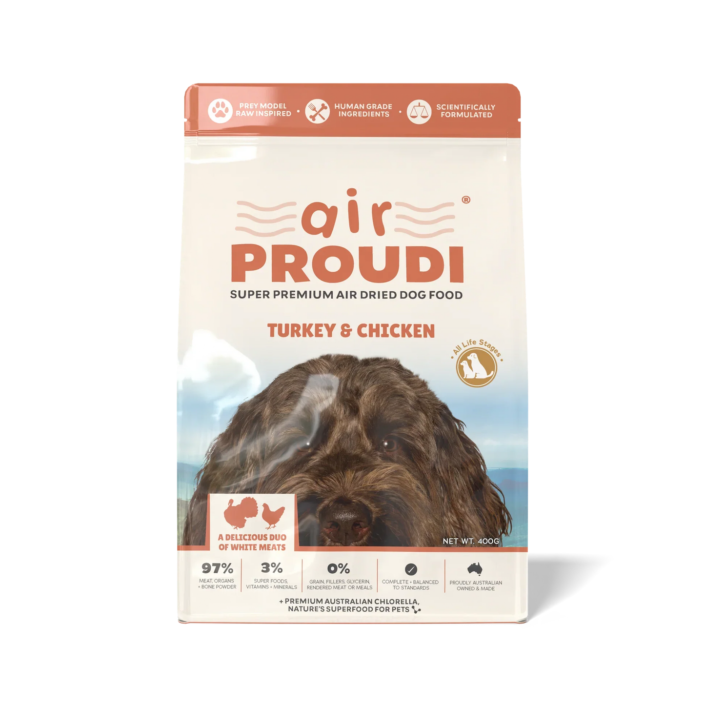 Proudi - Air Dried Dog Food Turkey & Chicken Super Premium Complete Meal