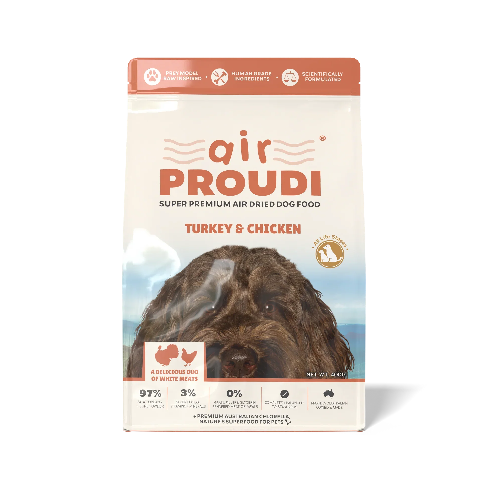 Proudi - Air Dried Dog Food Turkey & Chicken Super Premium Complete Meal