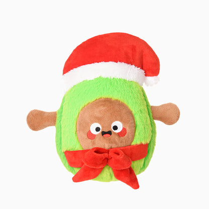 Hugsmart Happy Woofmas Santa Avocado plush dog toy front view