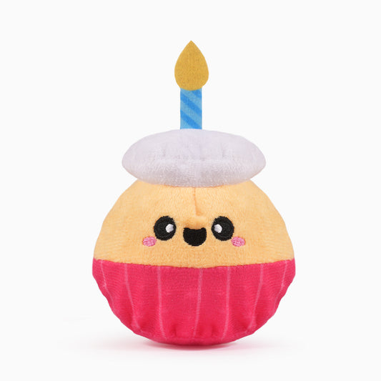 Hugsmart Yappy Birthday Super Ball Cupcake Dog Toy – 2-in-1 plush fetch toy