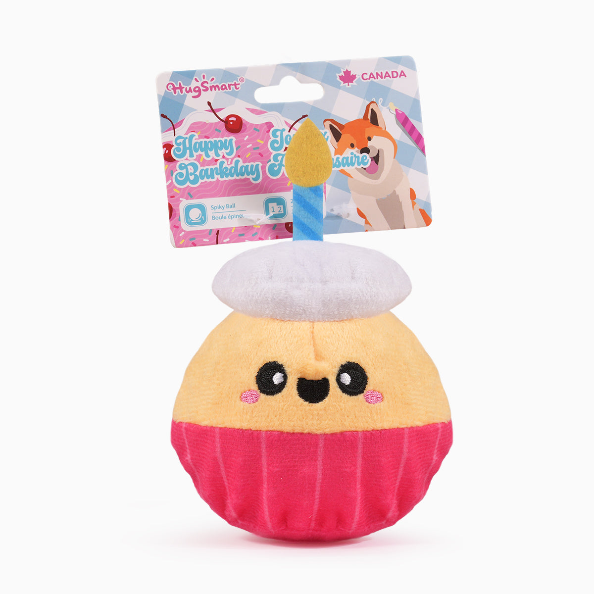 Hugsmart Yappy Birthday Super Ball Cupcake – squeaker ball inside
