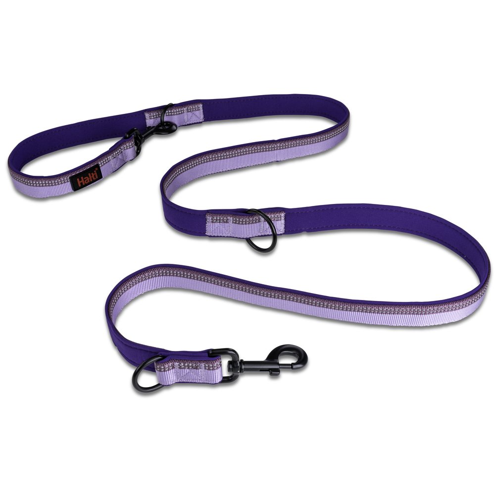 Halti Double Ended Lead in purple, coiled product shot