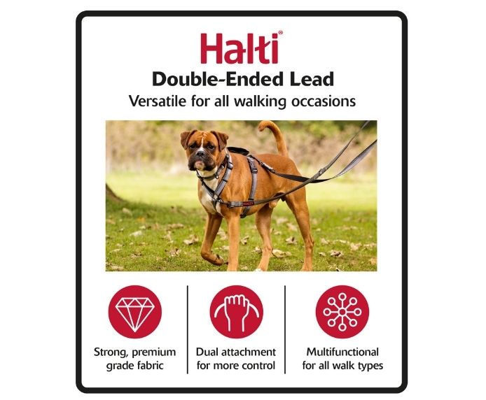 Halti Double Ended Lead key features overview graphic