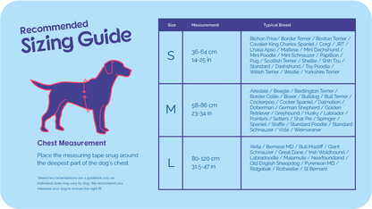 Halti Front Control Harness size guide chart