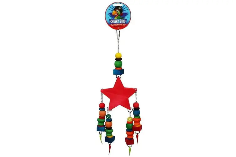 Cheeky Bird wooden star hanging cage toy