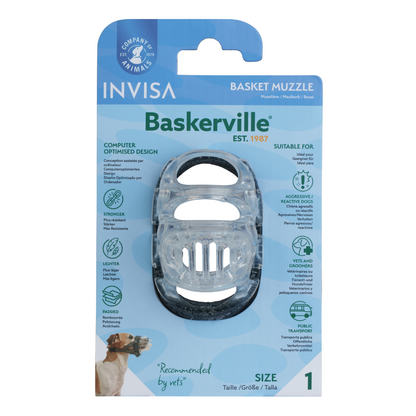 Baskerville INVISA dog muzzle size 1 packaging