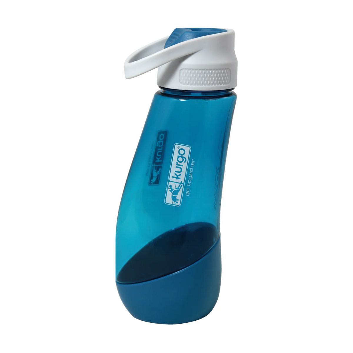 Kurgo Gourd Water Bottle & Bowl in blue with cup attached