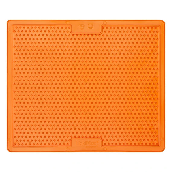 Dog licking LickiMat Soother X Large in orange