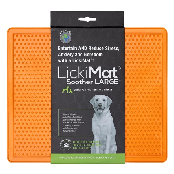 LickiMat Soother X Large in orange colourway