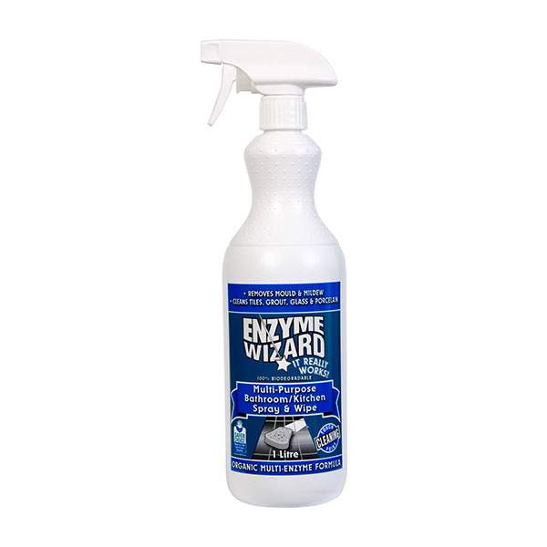 Enzyme Wizard Multi-Purpose Bathroom Kitchen Spray & Wipe bottle