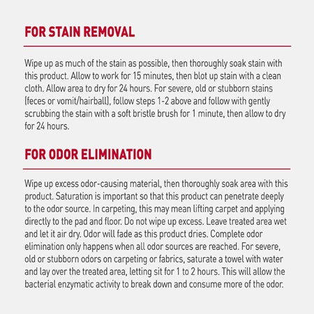 Nature's Miracle Stain & Odor Eliminator directions for use
