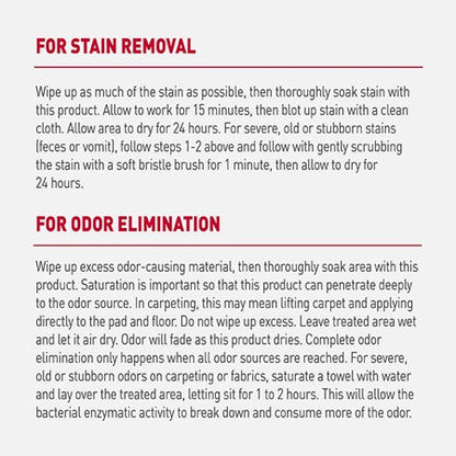 Nature's Miracle Advanced Stain & Odor Eliminator directions for use