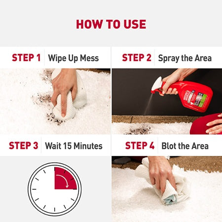 Nature's Miracle Advanced Stain & Odor Eliminator how-to-use graphic