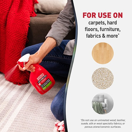 Nature's Miracle Advanced Stain & Odor Eliminator being used on a stain
