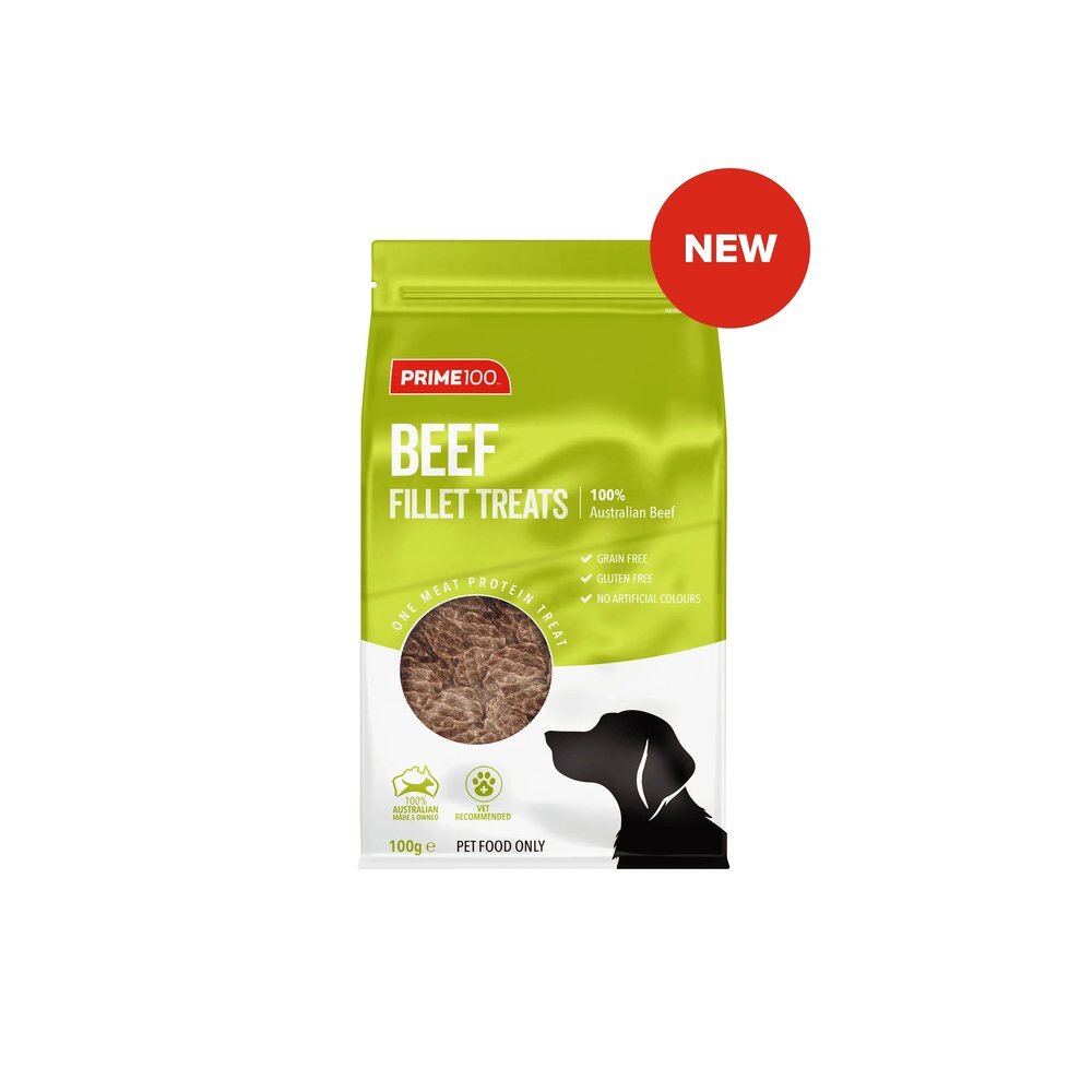 Prime100 Fillet Treats beef flavour, front of pack