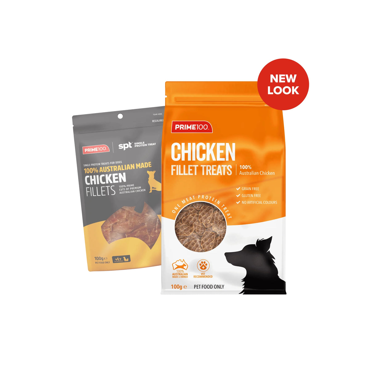 Prime100 Fillet Treats chicken flavour before and after preparation