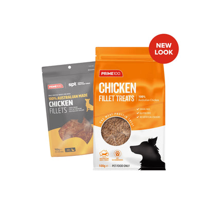 Prime100 Fillet Treats chicken flavour before and after preparation