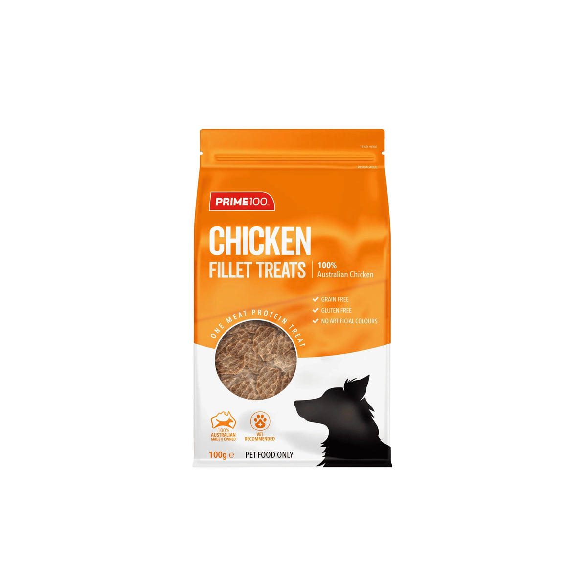 Prime100 Fillet Treats chicken flavour, front of pack