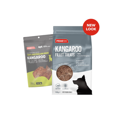 Prime100 Fillet Treats kangaroo flavour before and after preparation