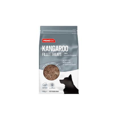 Prime100 Fillet Treats kangaroo flavour, front of pack