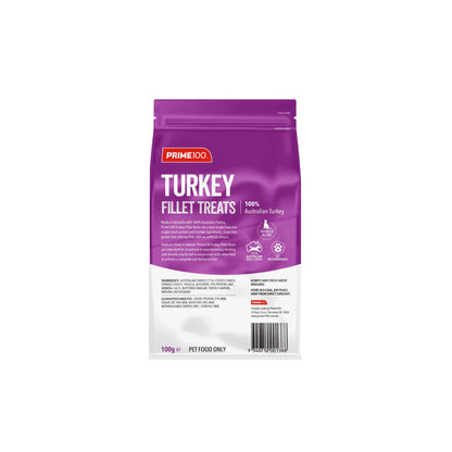 Prime100 Fillet Treats turkey flavour, back of pack