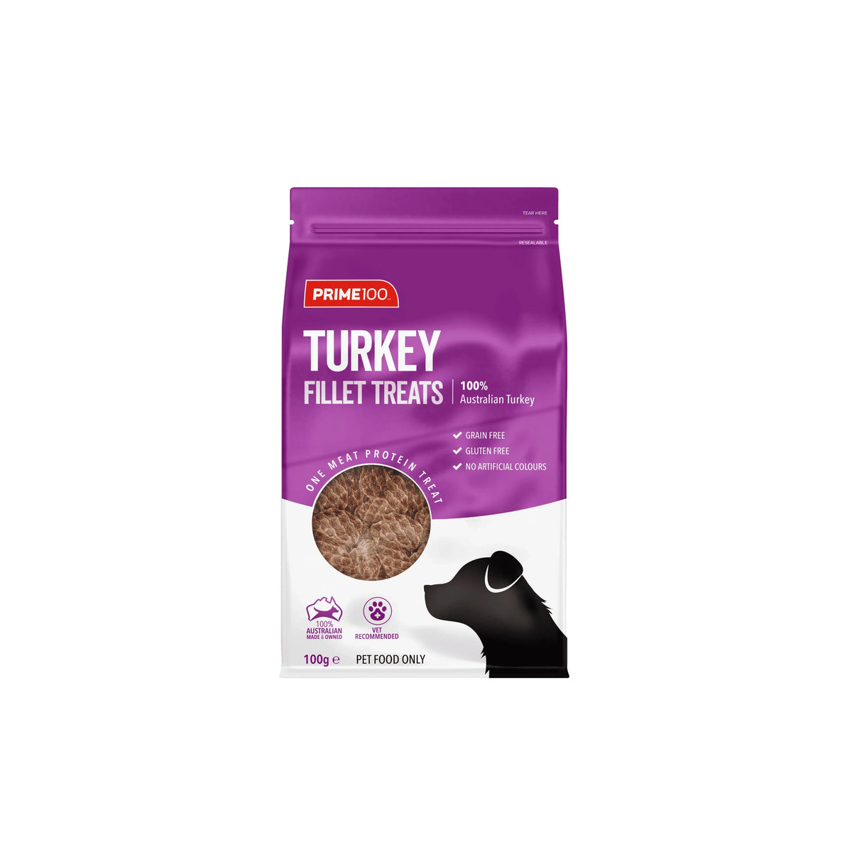 Prime100 Fillet Treats turkey flavour, front of pack