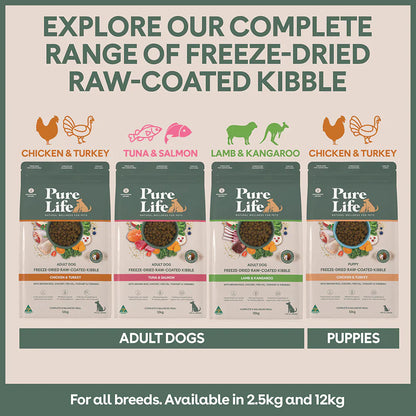 Pure Life – Adult Dog – Freeze-Dried Raw Coated Kibble – Chicken & Turkey