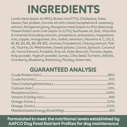 Pure Life – Adult Dog – Freeze-Dried Raw Coated Kibble – Lamb & Kangaroo