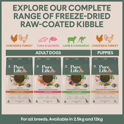 Pure Life – Adult Dog – Freeze-Dried Raw Coated Kibble – Lamb & Kangaroo