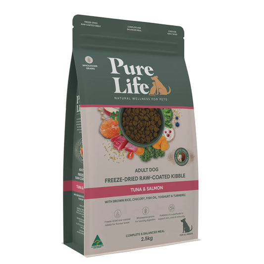 Pure Life – Adult Dog – Freeze-Dried Raw Coated Kibble – Tuna & Salmon