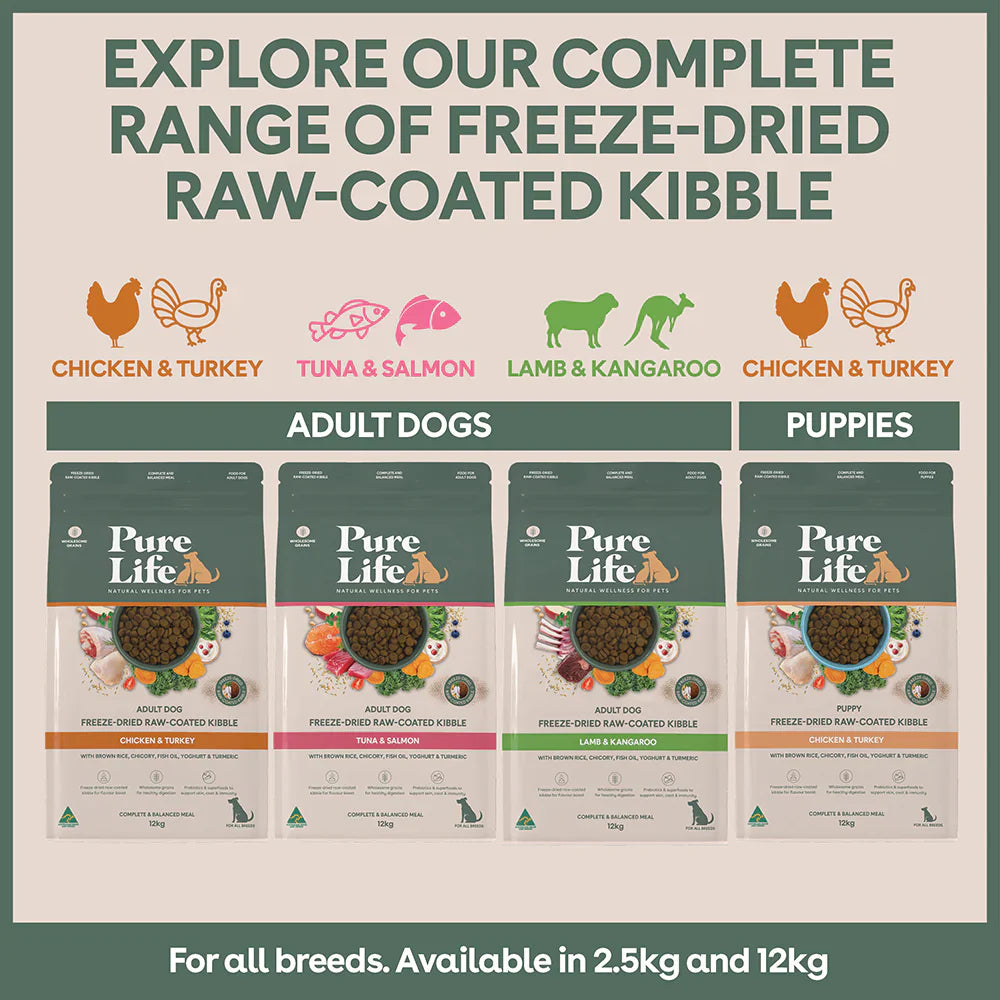 Pure Life – Adult Dog – Freeze-Dried Raw Coated Kibble – Tuna & Salmon