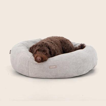 Snooza Panelled Cuddler dog bed in Pebble colour top view