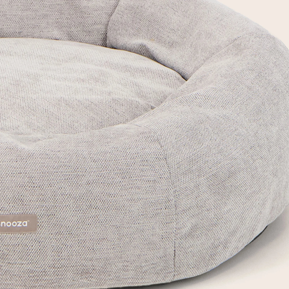 Snooza Panelled Cuddler dog bed in Pebble colour side view
