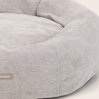 Snooza Panelled Cuddler dog bed in Pebble colour side view