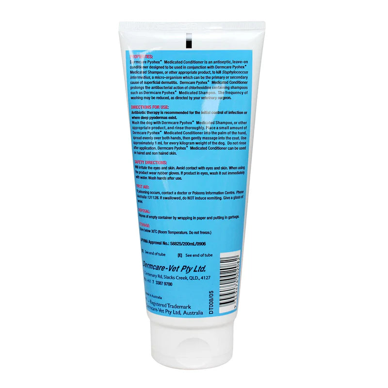 Dermcare Pyohex Medicated Conditioner bottle back label