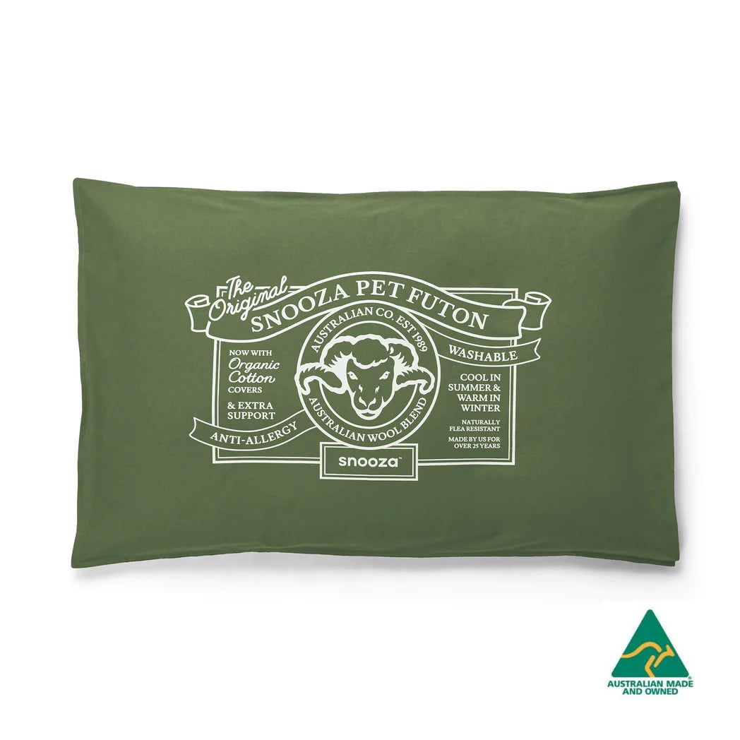 Snooza Cotton Canvas Pet Futon in Fern, full view