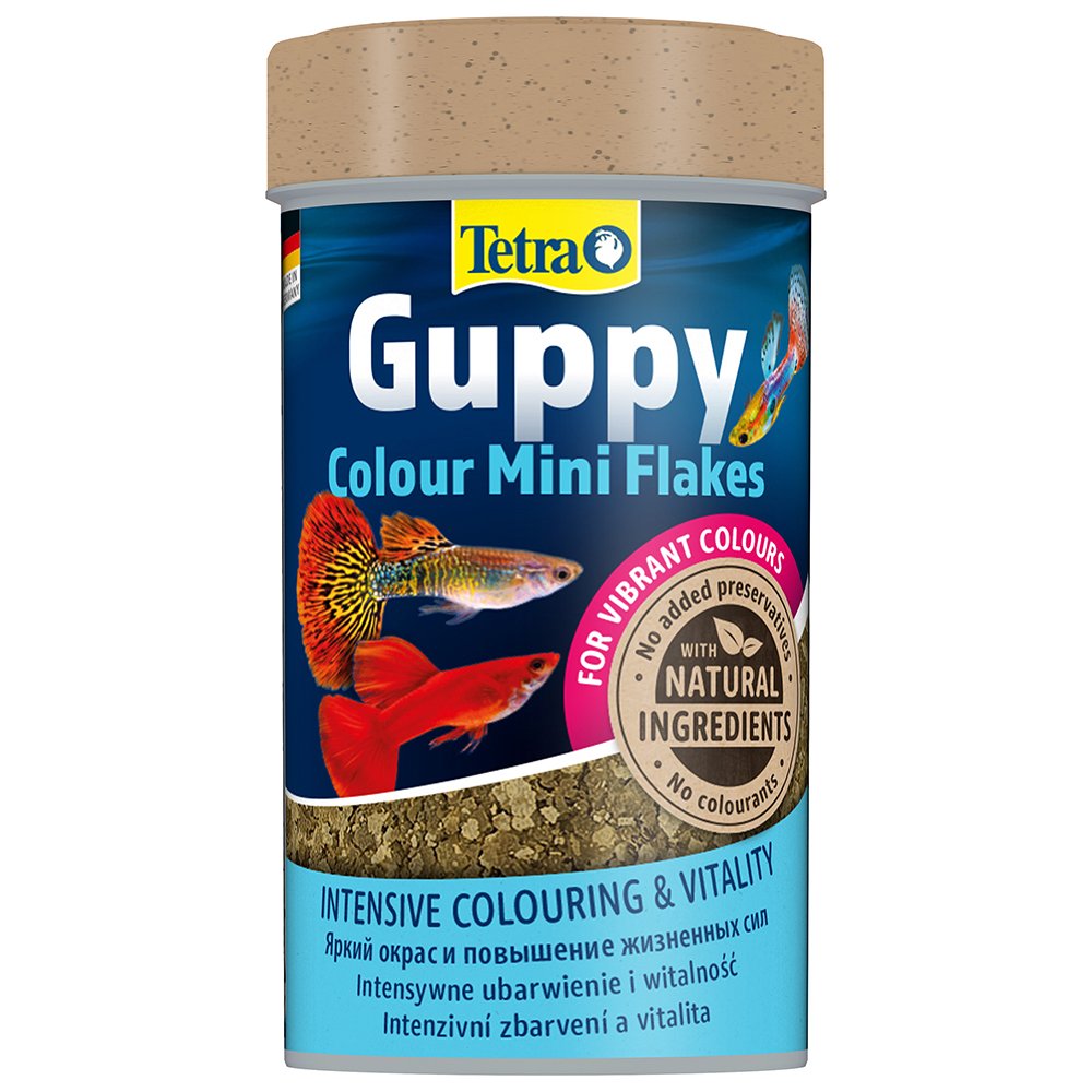 Tetra Guppy Colour Mini Flakes 30g fish food packaging